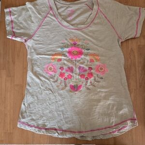 Natural Life Tee with Pink Details